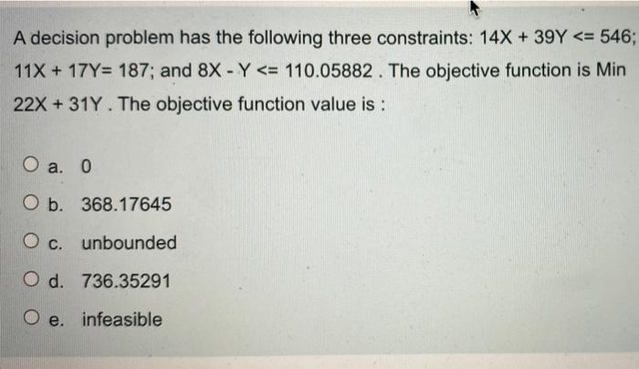 A decision problem has the following three
