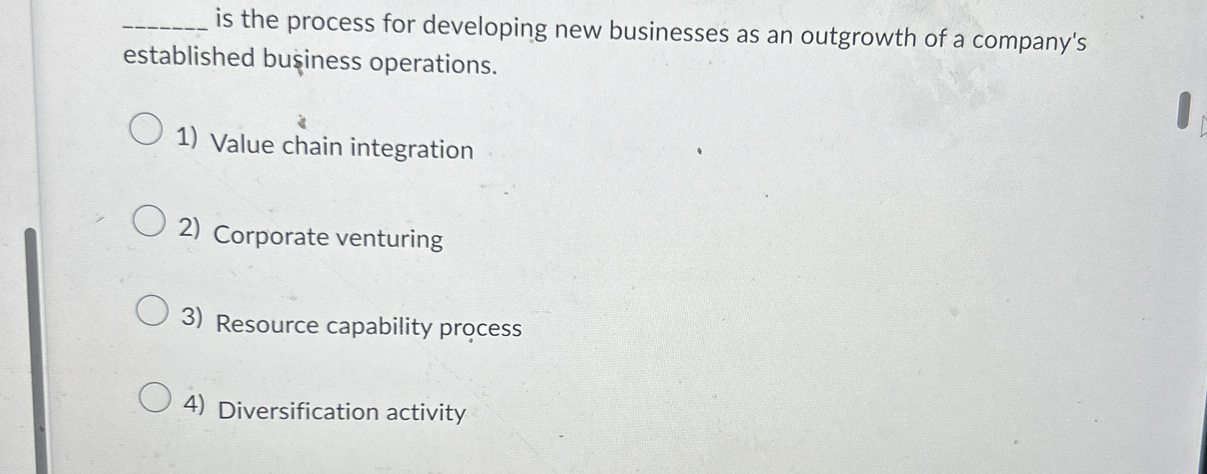 q , is the process for developing new businesses