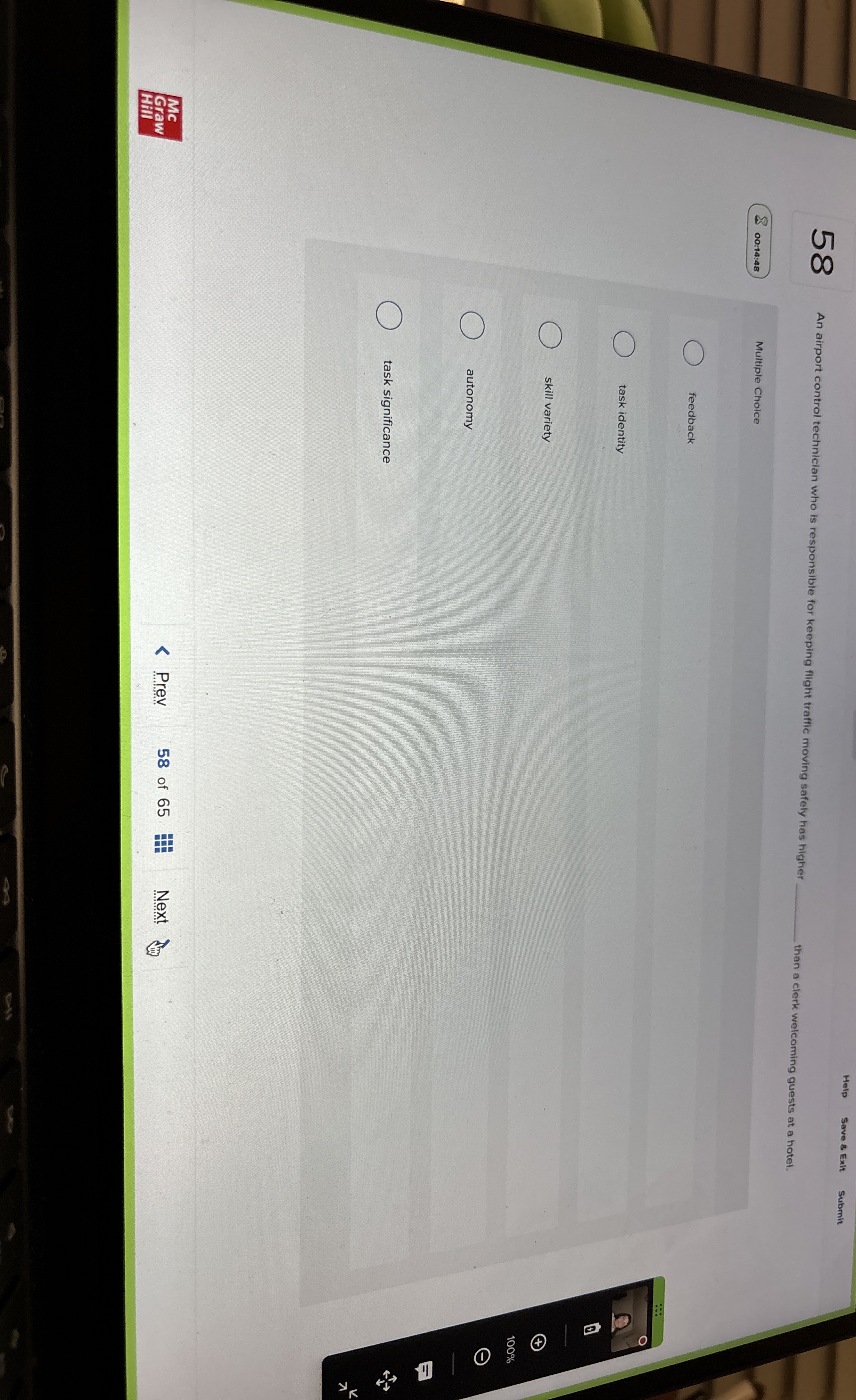 Help Save & Exit Submit 5 8 An airport control