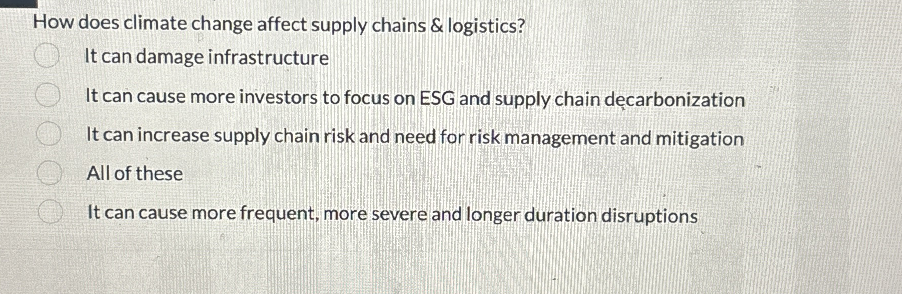 How does climate change affect supply chains &