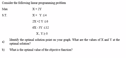 Consider the following linear programming problem