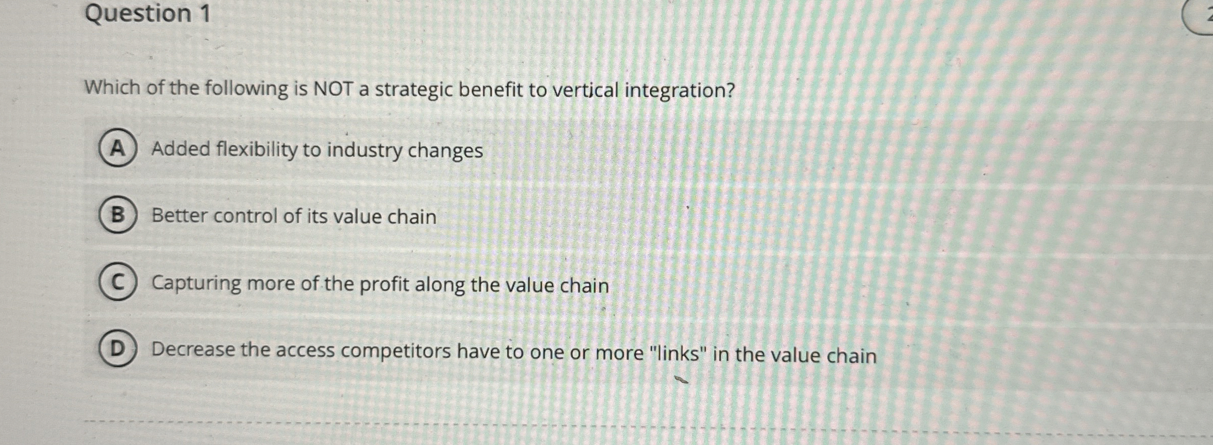 Question 1 Which of the following is NOT a