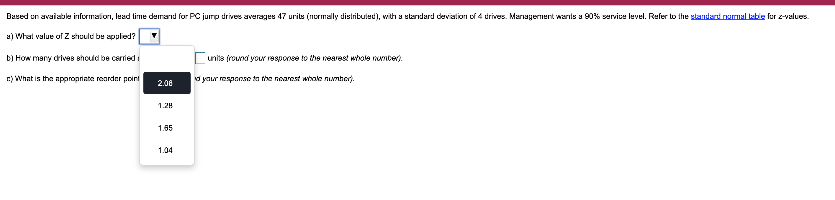Based on available information, lead time demand