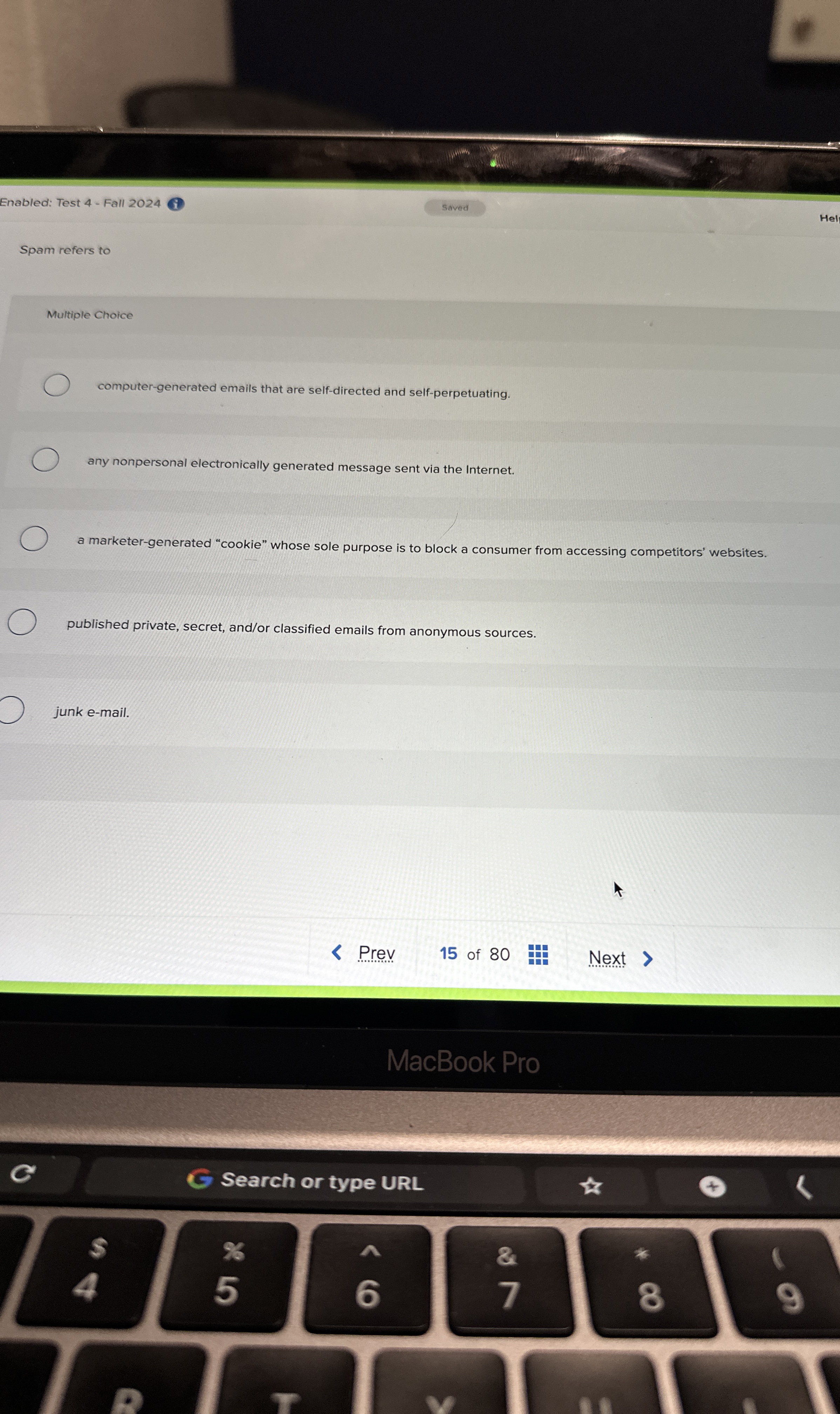 Enabled: Test 4 - Fall 2 0 2 4 Saved Spam refers