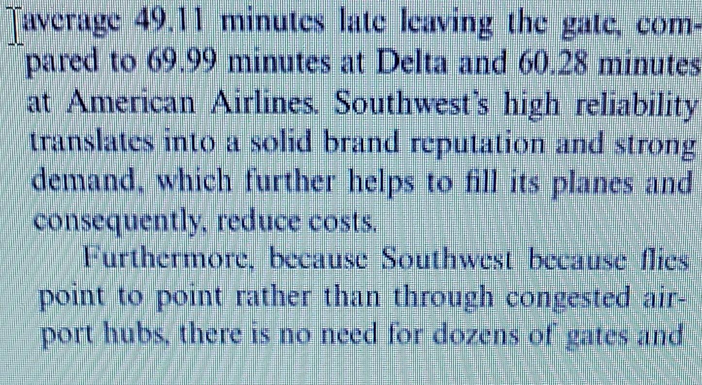 Southwest Airlines Southwest Airlines has long