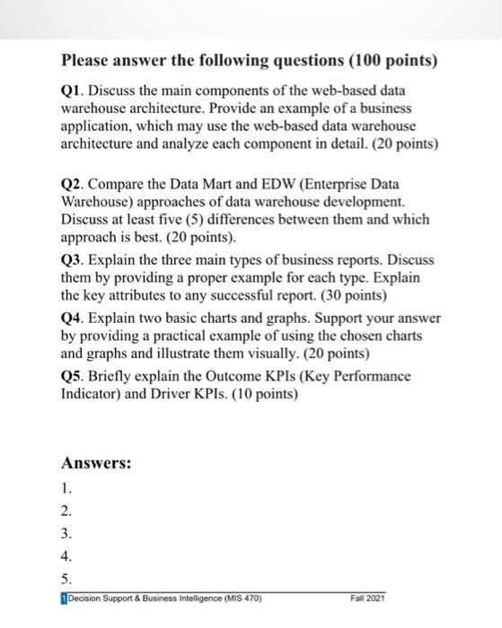 MIS Management information system Please answer