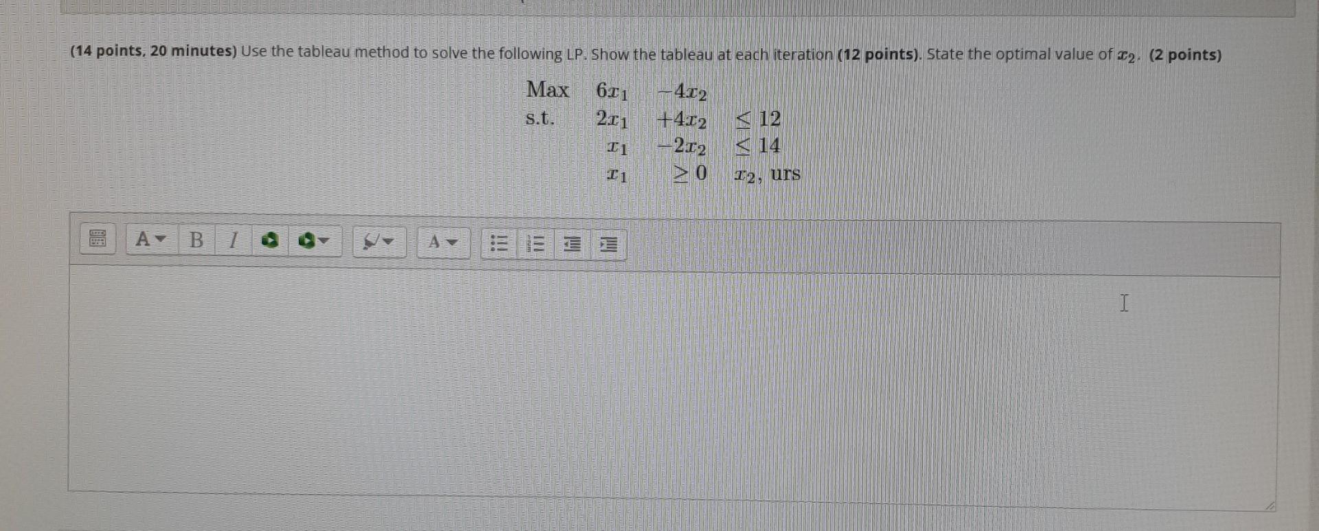 -412 (14 points, 20 minutes) Use the tableau