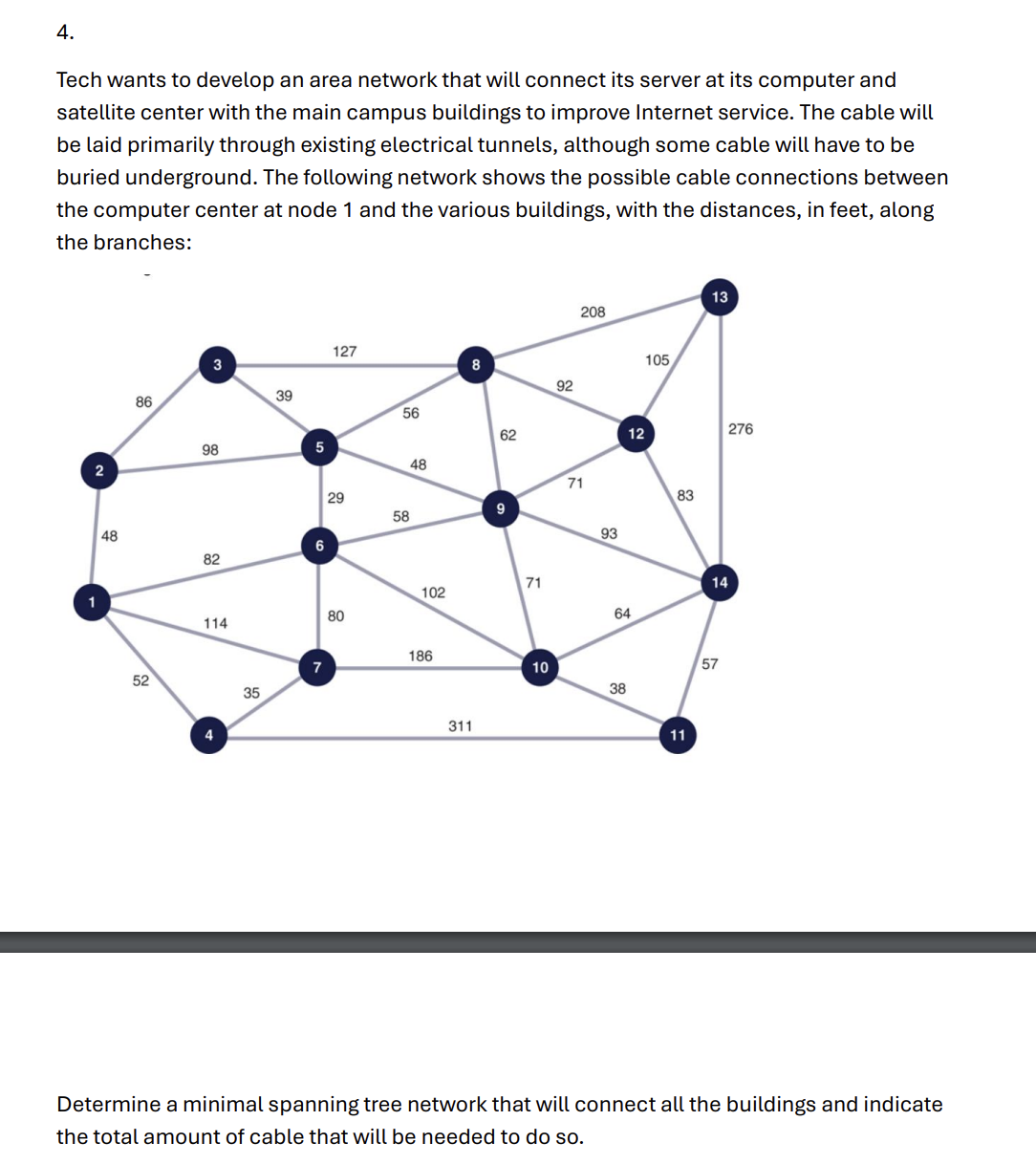 4 . Tech wants to develop an area network that