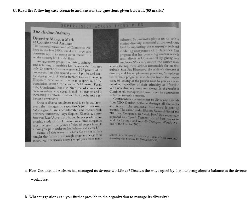 C. Read the following case scenario and answer