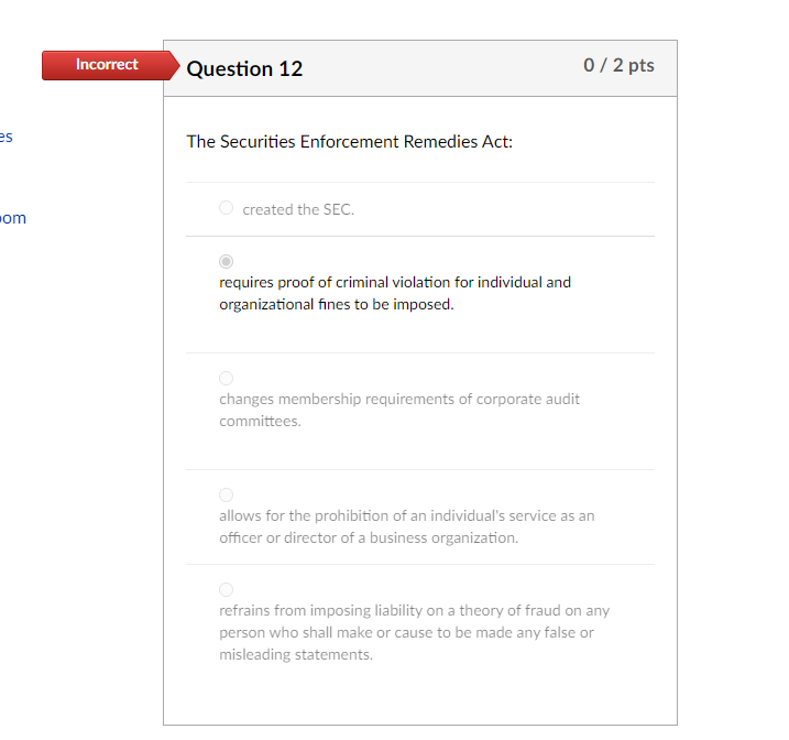 Incorrect Question 2 0/3 pts The ____, as