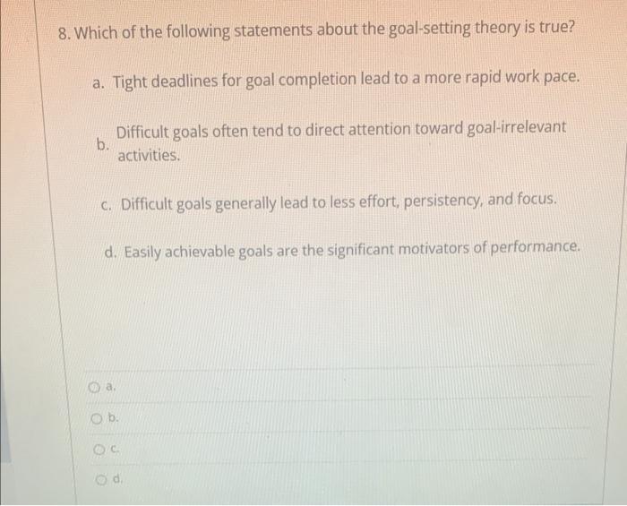 8. Which of the following statements about the