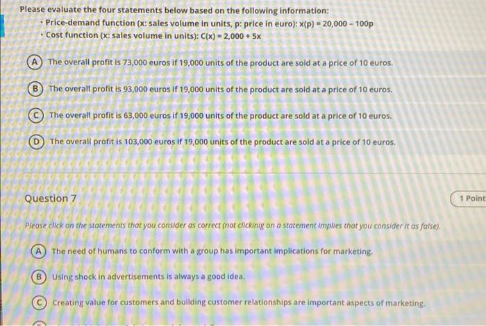 Please evaluate the four statements below based