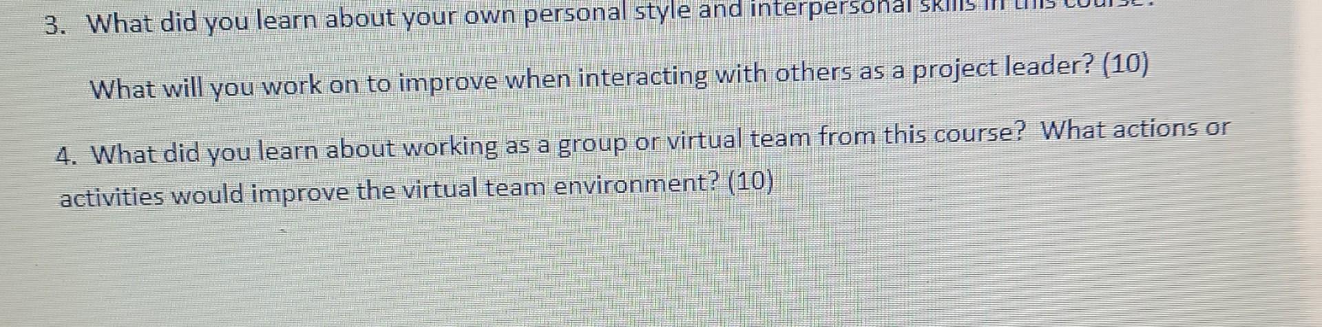 the course was on project management and human