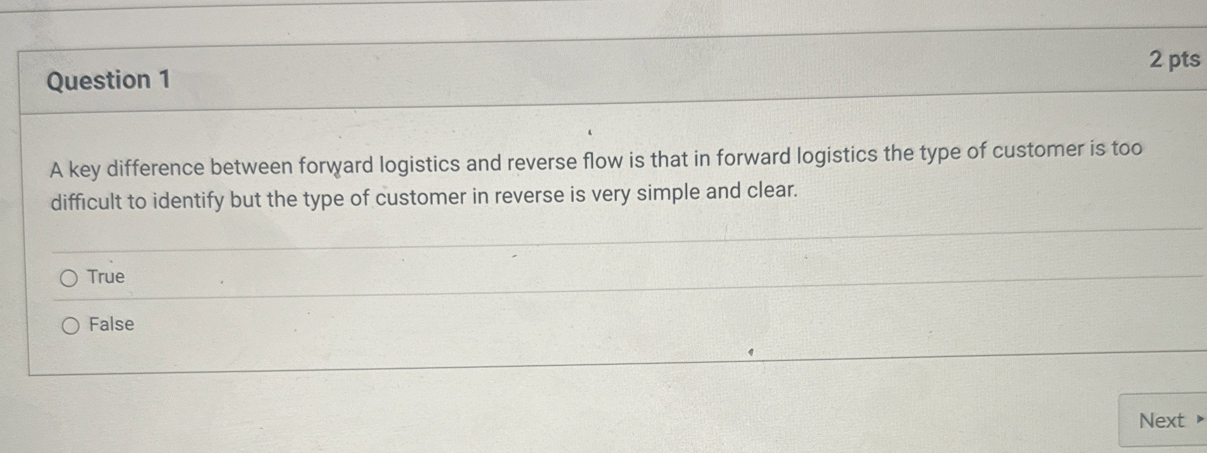Question 1 2 pts A key difference between forward