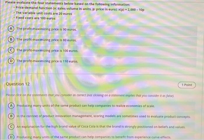 b Please evaluate the four statements below based