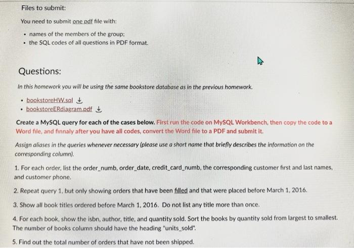 Files to submit: You need to submit one pdf file