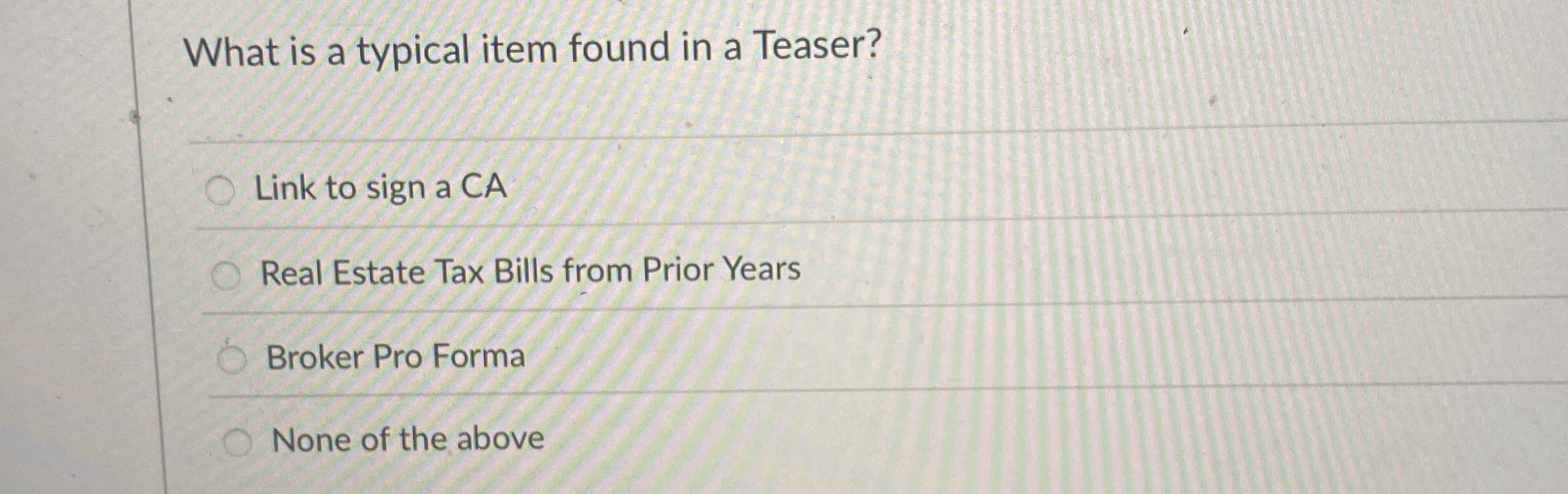 What is a typical item found in a Teaser? Link to