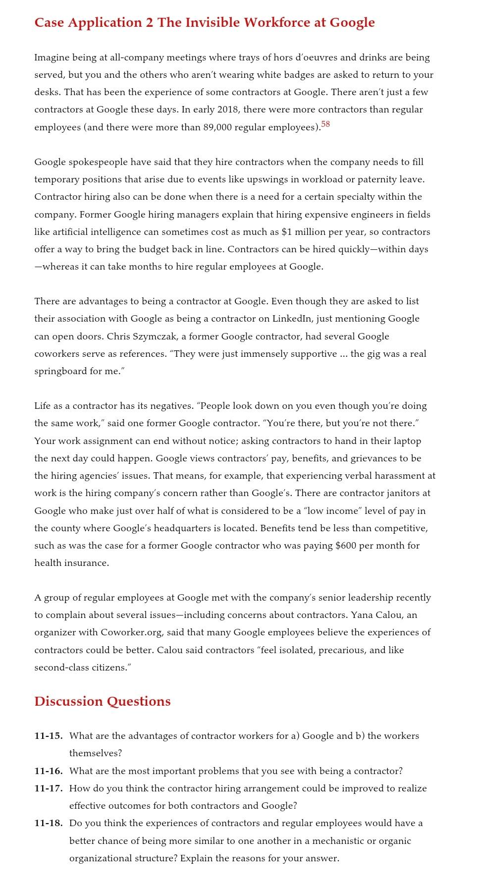 Case Application 2 The Invisible Workforce at