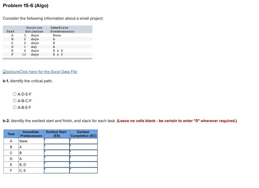 Problem 15-6 (Algo) Consider the following