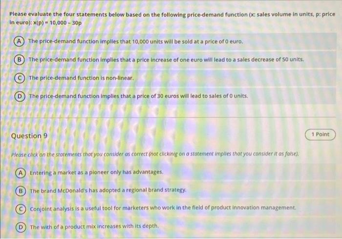 Please evaluate the four statements below based