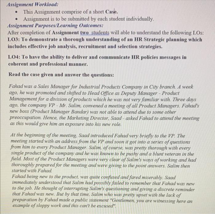 The subject is : H.R Managment . Assignment