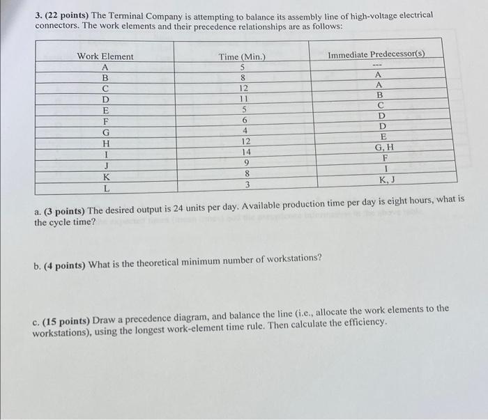 #3 a-c show all work please 3. (22 points) The