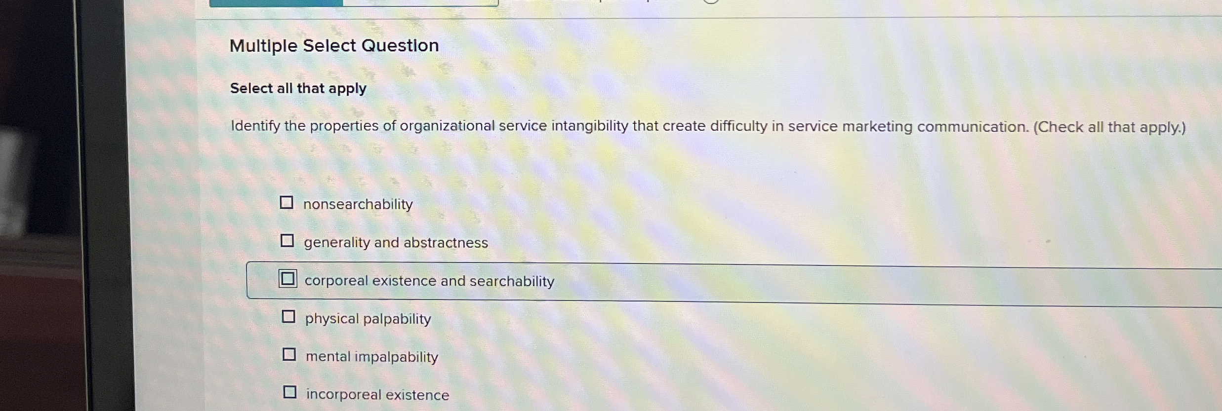 Multiple Select Question Select all that apply