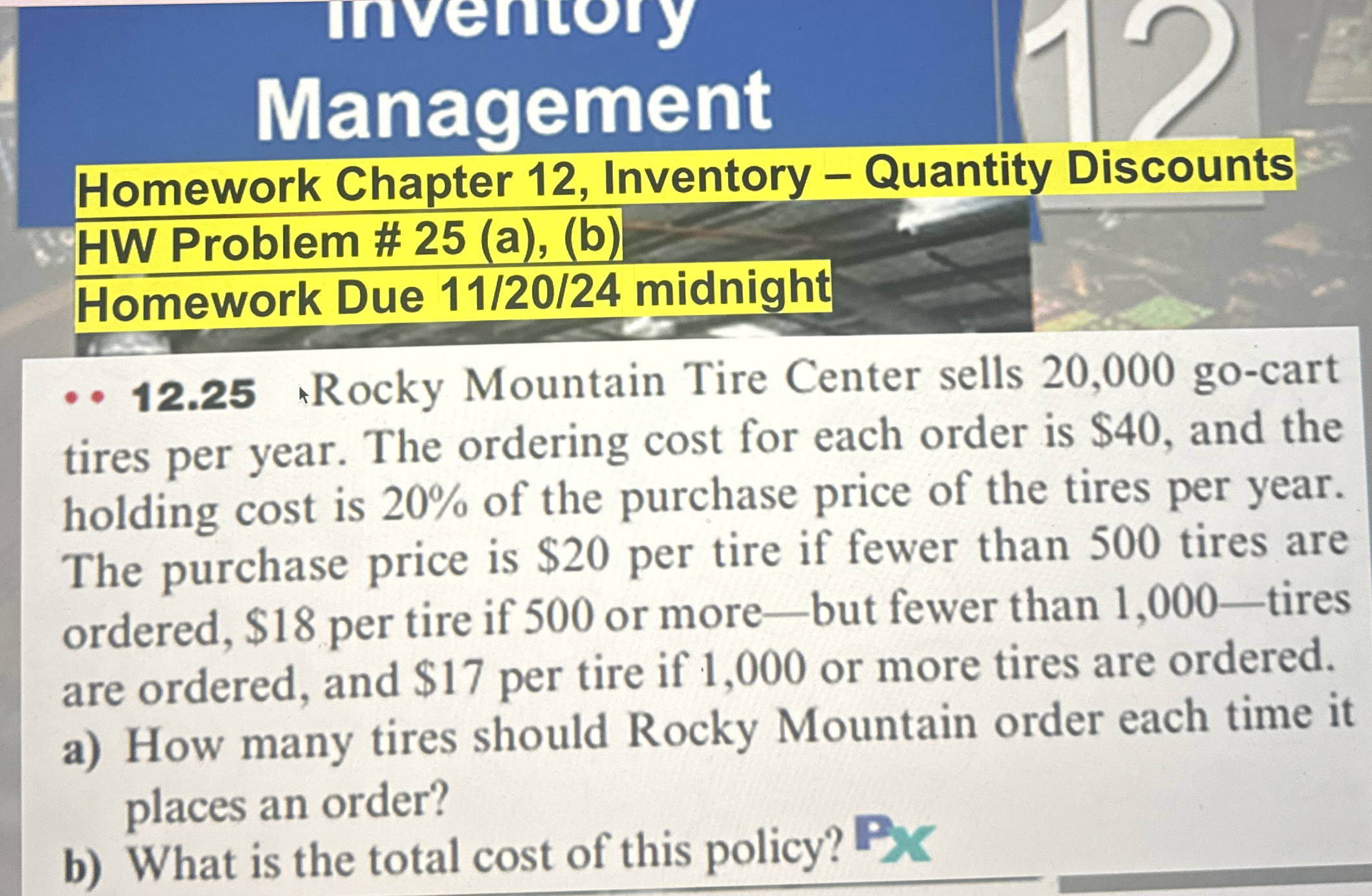 Management Homework Chapter 1 2 , Inventory -