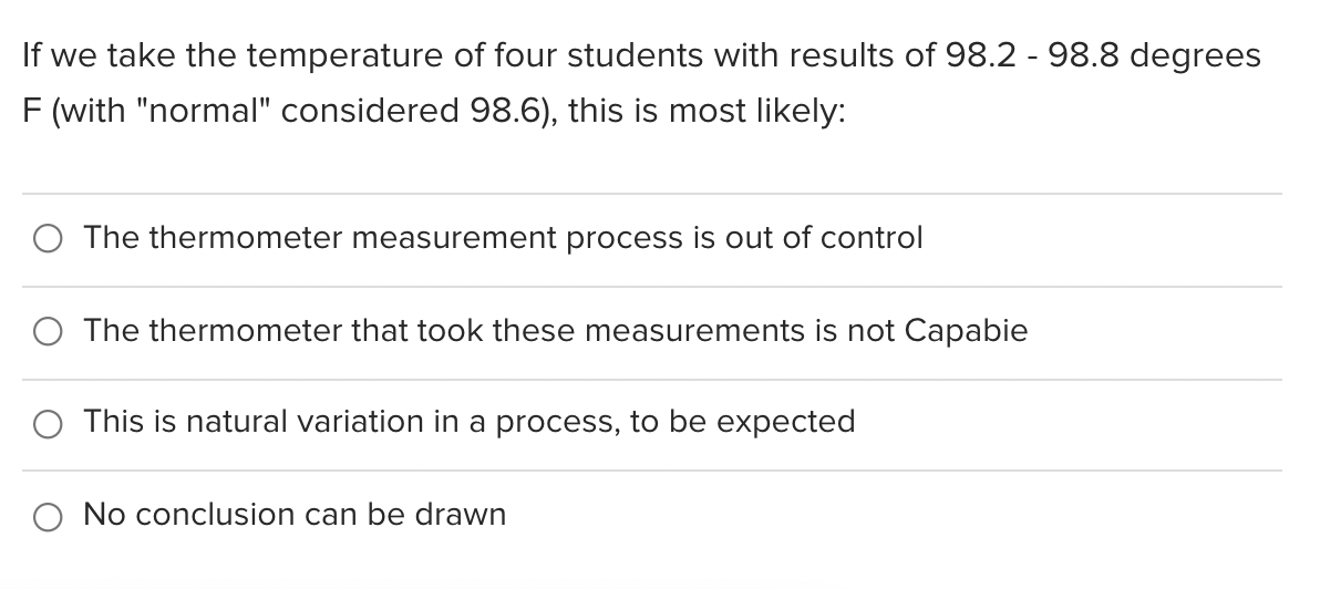 If we take the temperature of four students with