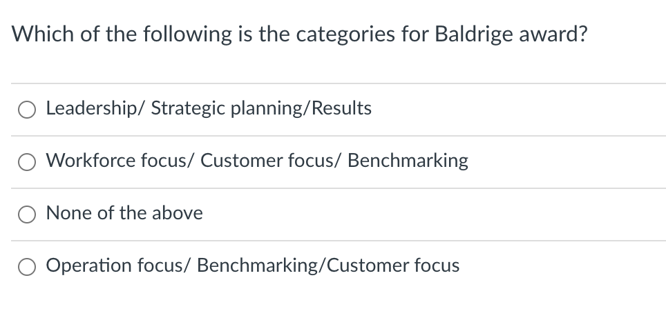 Which of the following is the categories for