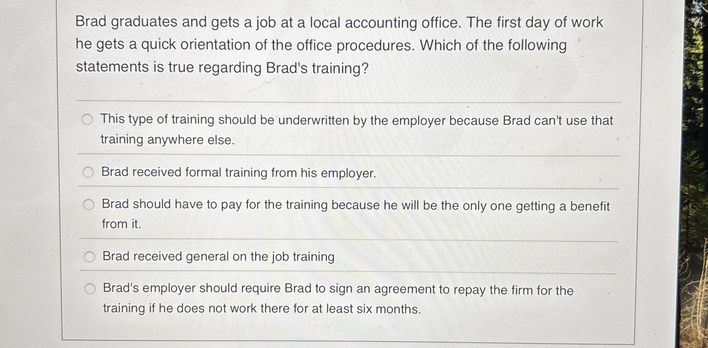 Brad graduates and gets a job at a local