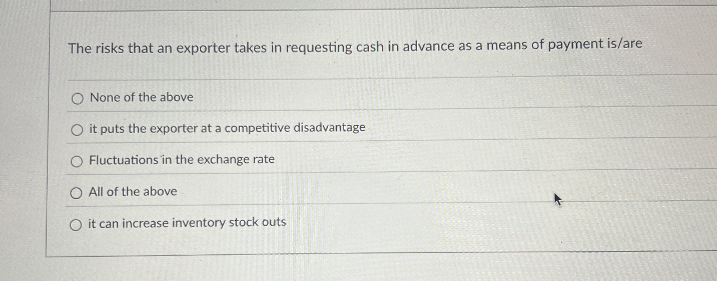 The risks that an exporter takes in requesting