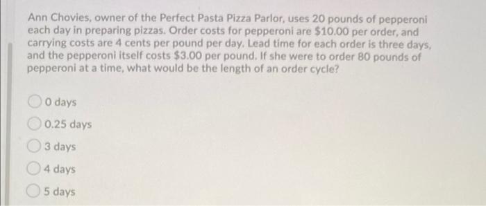 Ann Chovies, owner of the Perfect Pasta Pizza