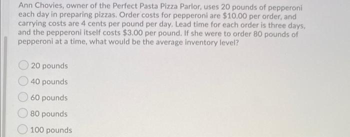 Ann Chovies, owner of the Perfect Pasta Pizza