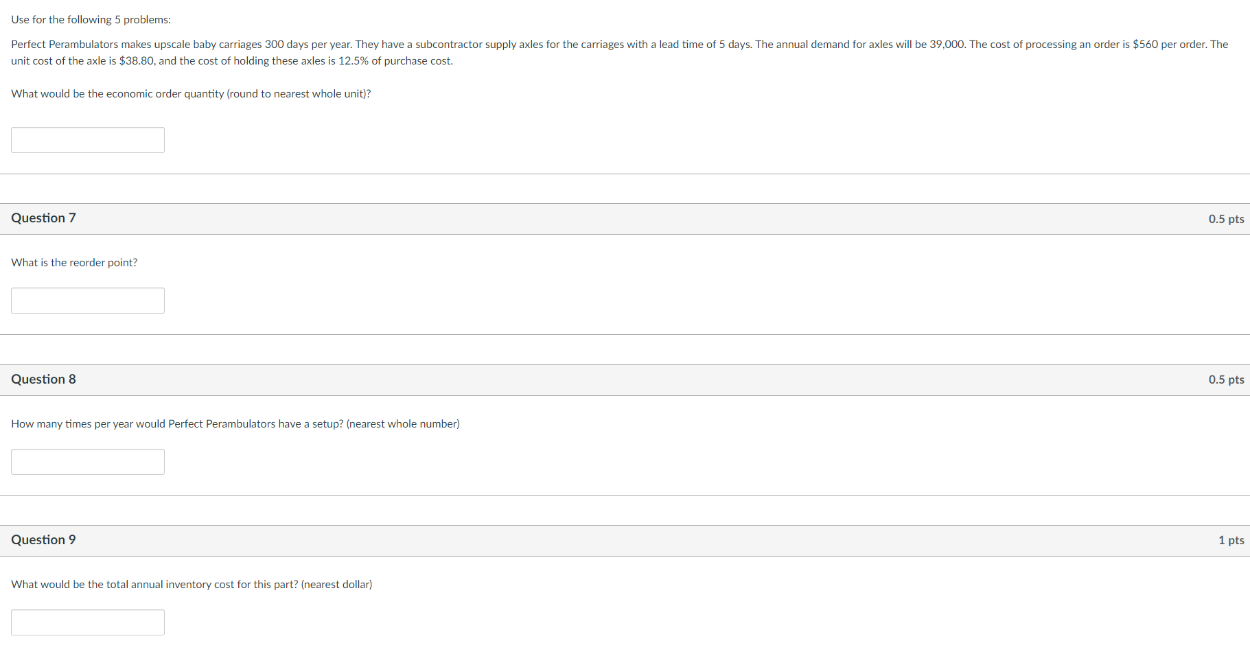 Use for the following 5 problems: Perfect