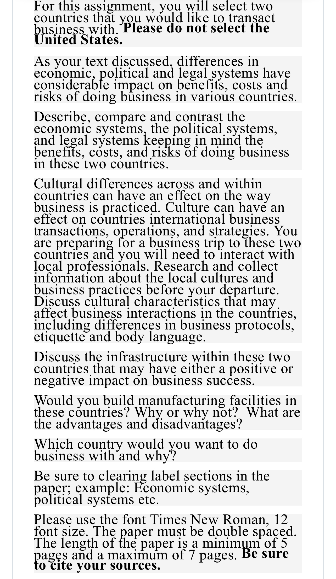 For this assignment, you will select Japan and