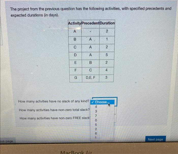 could you help me please? A project has the