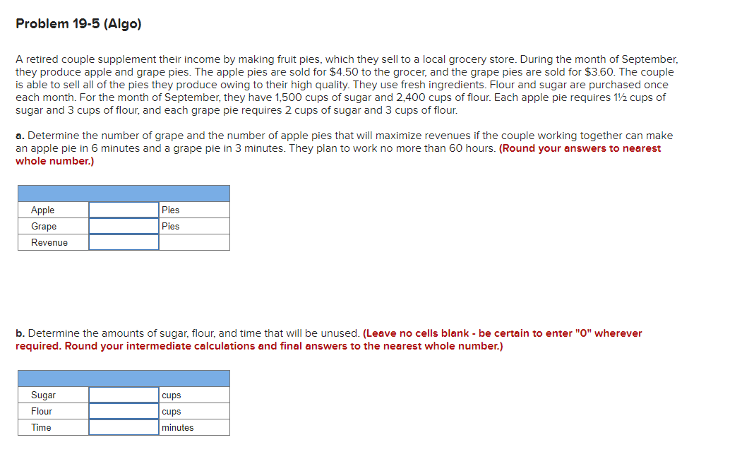 Problem 19-5 (Algo) A retired couple supplement