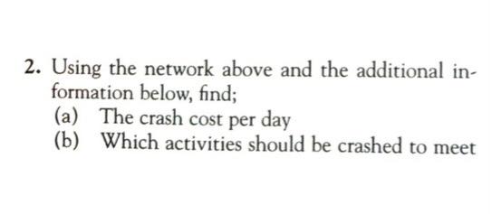 2. Using the network above and the additional in-