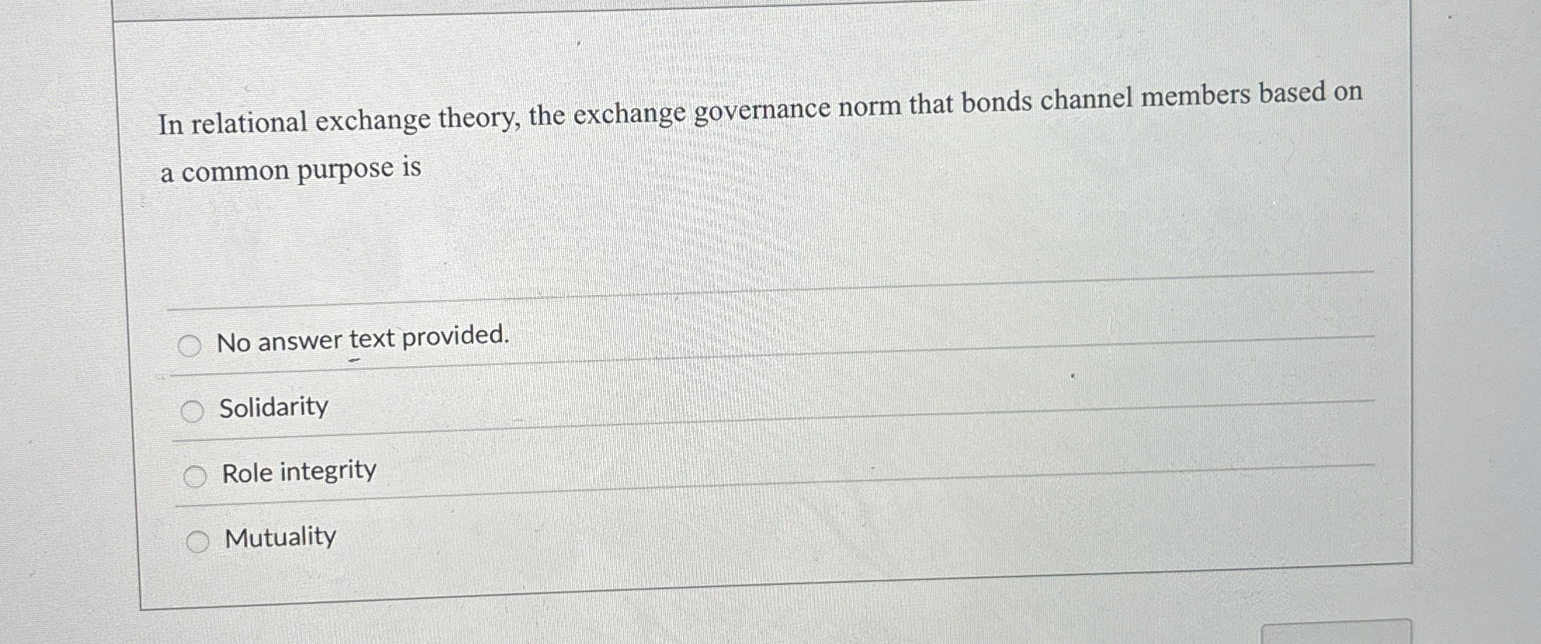 In relational exchange theory, the exchange