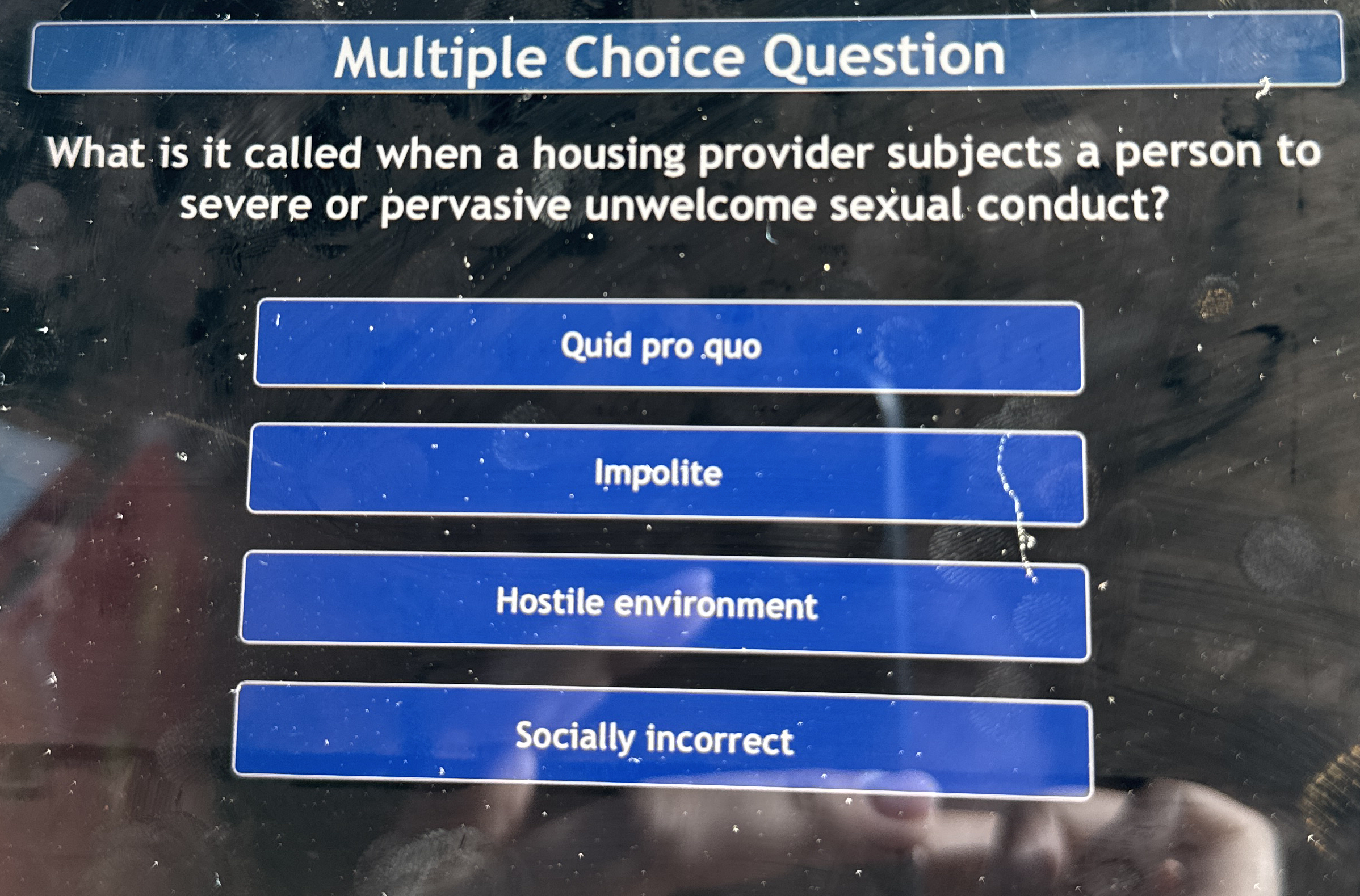 Multiple Choice Question What is it called when a