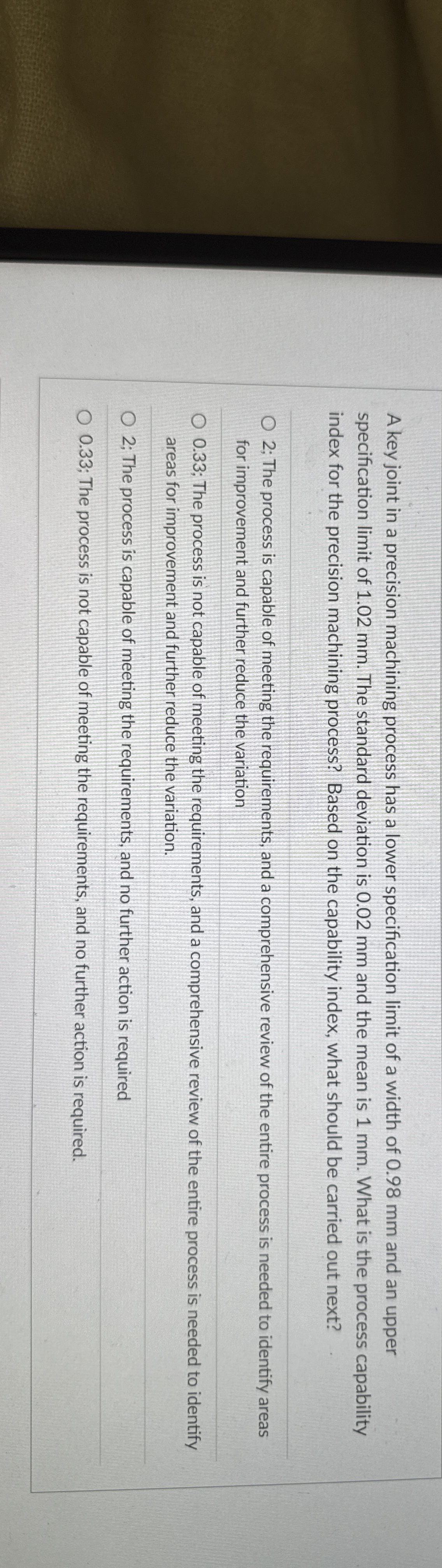 A key joint in a precision machining process has