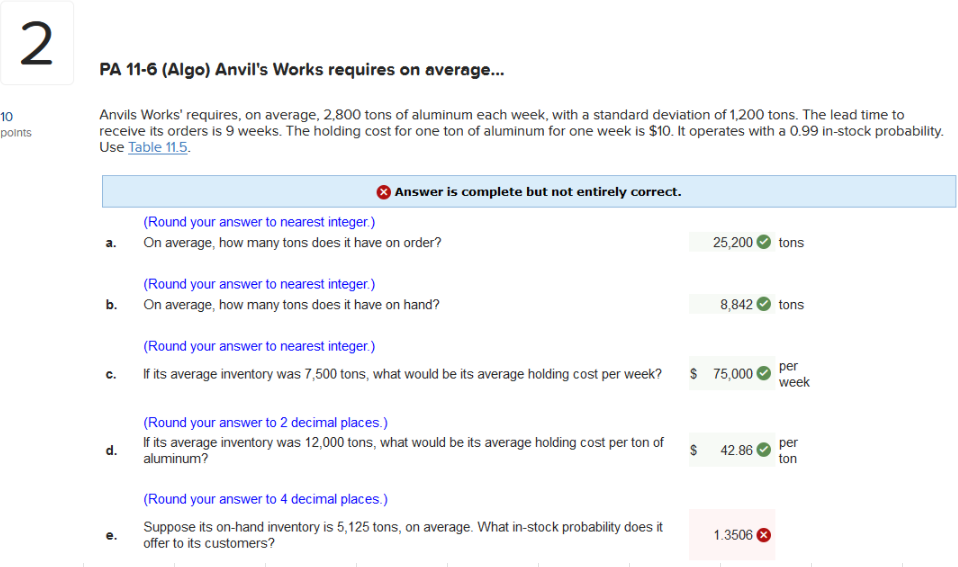 I only need help with part e. 2 PA 11-6 (Algo)