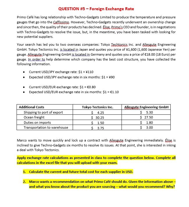 SHOW FORMULAS IN EXCEL PLEASE QUESTION #5 -