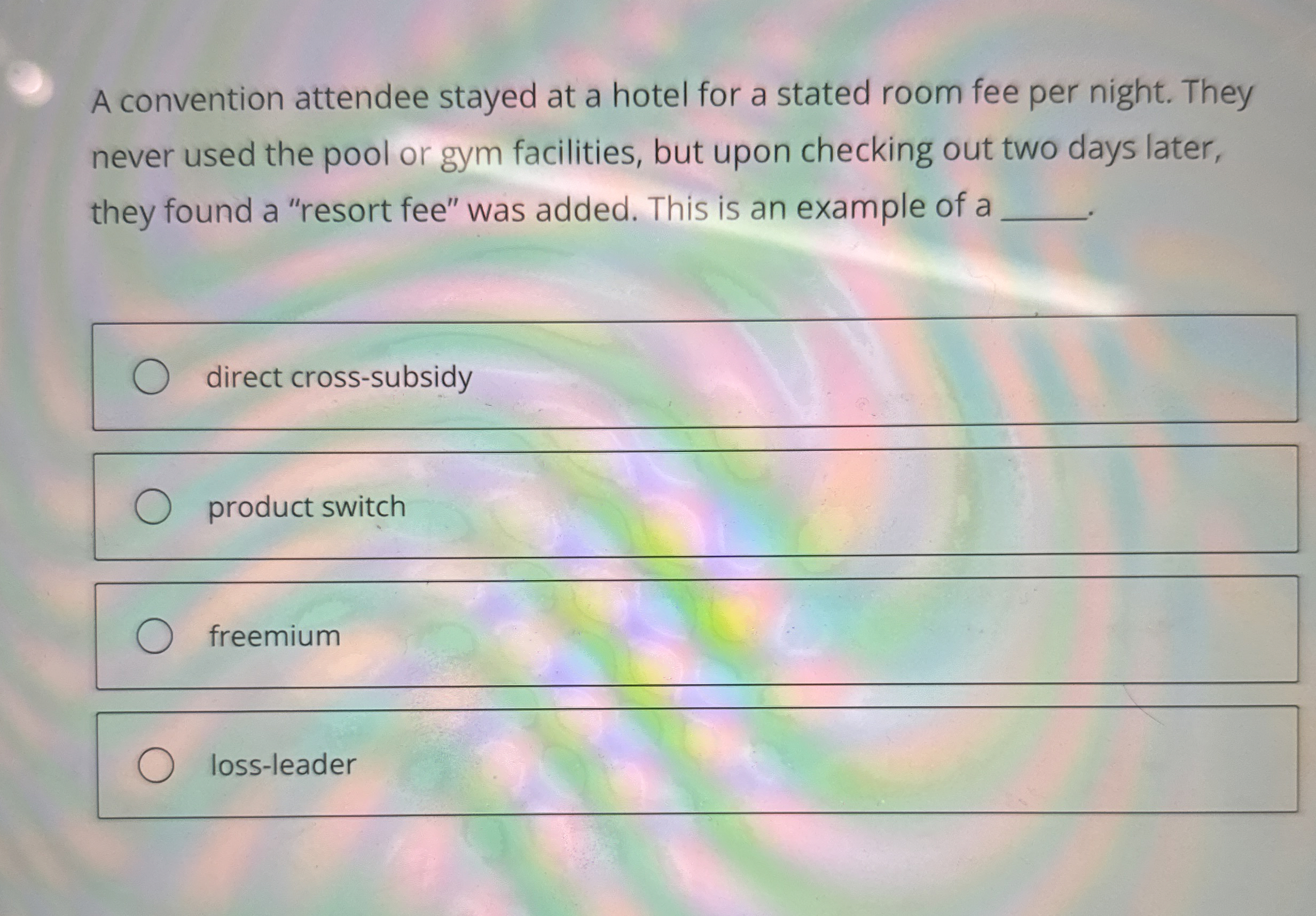 A convention attendee stayed at a hotel for a