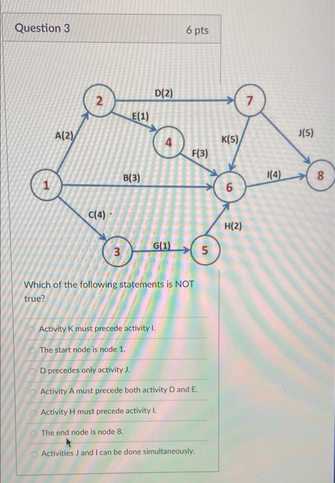which statement is not true Question 3 6 pts 2.