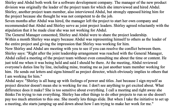 Shirley and Abdul both work for a software