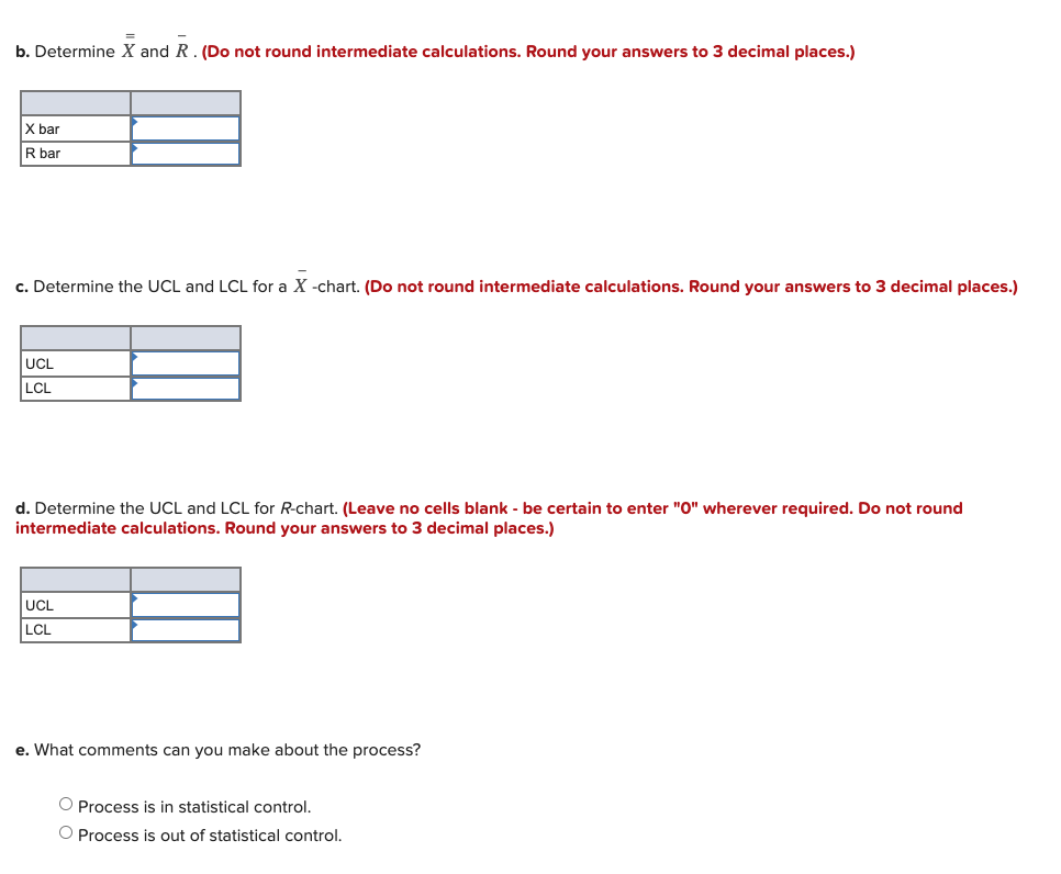 The following table contains the measurements of