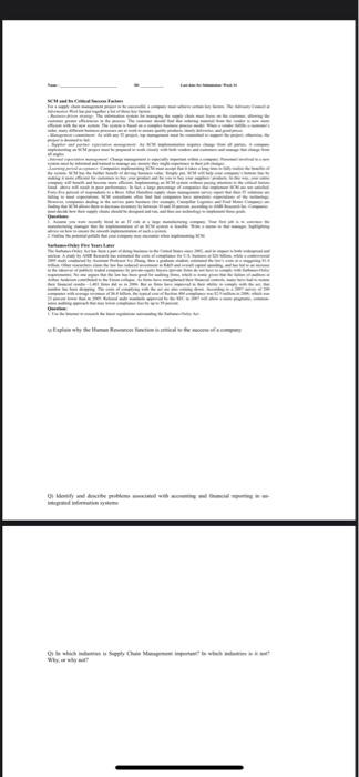 Maybe SCM le Critical Success Factor there are