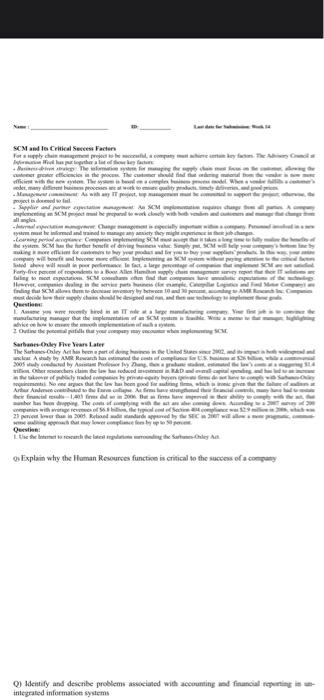 Maybe SCM le Critical Success Factor there are